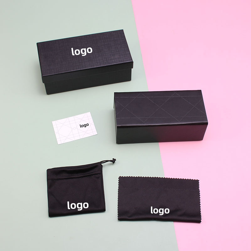 Wholesale Black Brushed Pattern Heaven and Earth Cover Glasses Case Set Handmade Leather Portable Sunglasses Packaging Box Hard Box