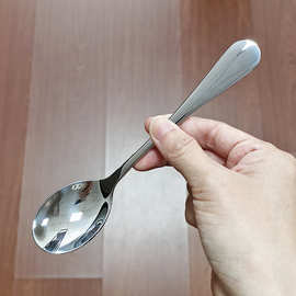 304不锈钢儿童勺宝宝饭勺家用甜品勺下午茶圆柄搅拌勺子甜点勺匙