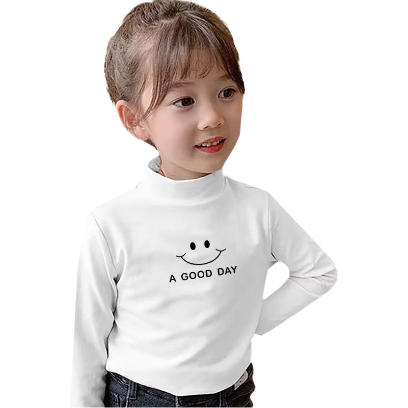 Ventas directas de fábrica Otoño e Invierno tops para niños ropa interior térmica otoño ropa de terciopelo camisa de fondo primavera y otoño medio cuello alto para niños