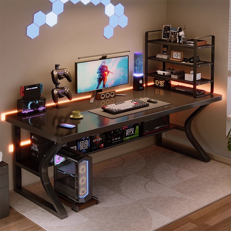 Computer Desk Desktop E-Sports Table Home with Storage Rack Office Desk and Chair Simple Desk Bedroom Study Writing Desk Computer Desk Desktop E-Sports Table Home with Storage Rack Office Desk and Chair Simple Desk Bedroom Study Writing Desk