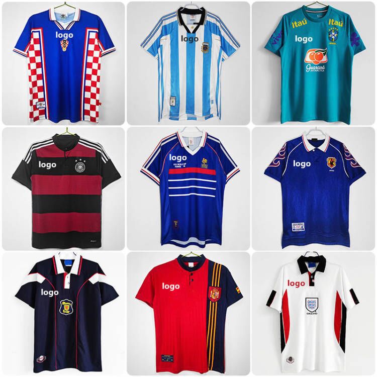Argentina Retro Classic Jersey England Brazil Germany Italy Football Uniform France Team Uniform Factory Direct Sale
