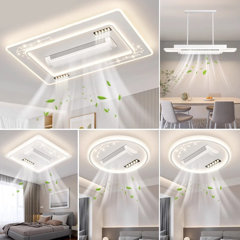 La cuarta generación de la nueva lámpara de ventilador sin aspas de tambor de viento grande, sala de estar, dormitorio, foco pequeño, lámpara de ventilador de techo silencioso