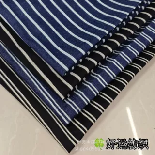 条纹牛仔面料 色织间条洗水牛仔布料 秋冬时装 套装衬衫 裤子面料