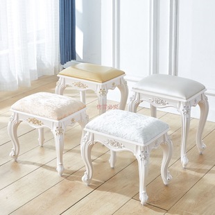 European and American Style Dressing Table Stool, Makeup Stool, Soft-Packed Small Square Stool, Home Chair, Princess Bedroom Manicure Stool, Guzheng Stool