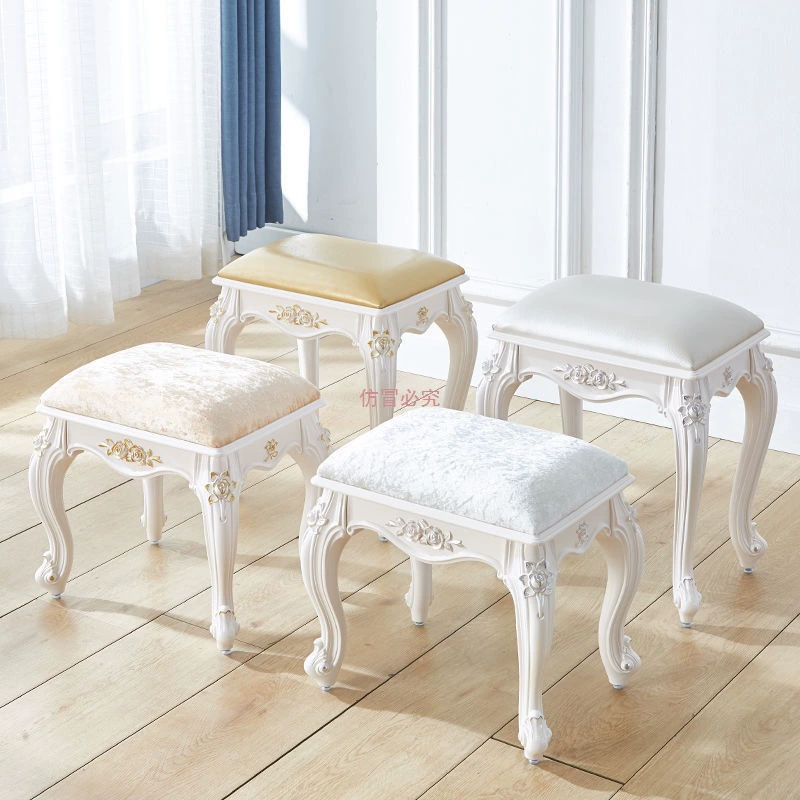 Табурет для туалетного столика в европейском и американском стиле, табурет для макияжа, небольшой квадратный табурет с мягкой упаковкой, домашний стул, табурет для маникюра в спальне принцессы, табурет guzheng