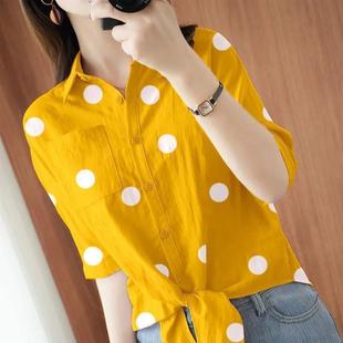 Polka Dot Chiffon Shirt Women's Outer Cardigan 2025 Summer New Korean Style French Style Mid-Sleeve Shirt Loose Top