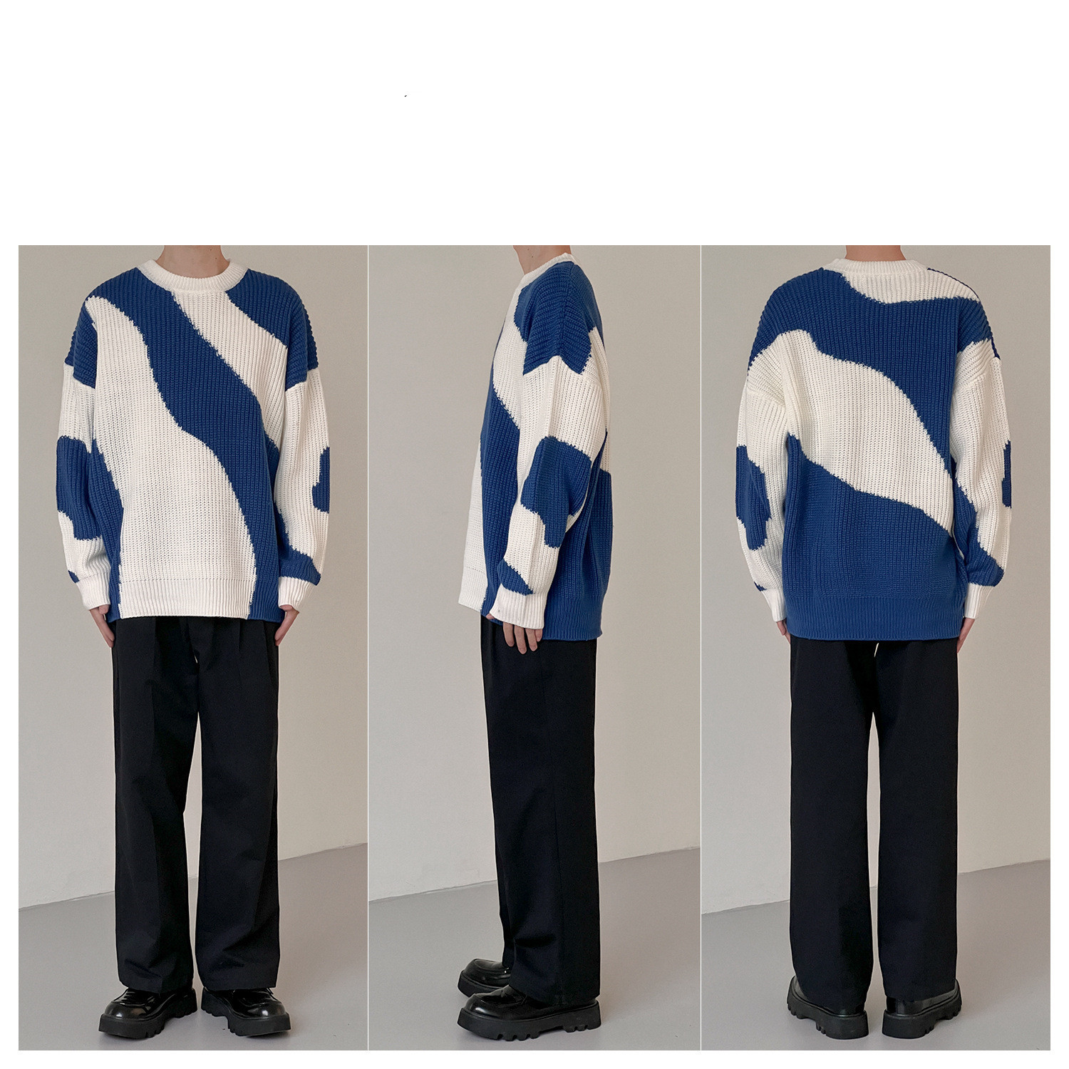 Pullover Jungen Kuh Farbe Pullover Pullover Lazy Loose Autumn Loading_voghion.com