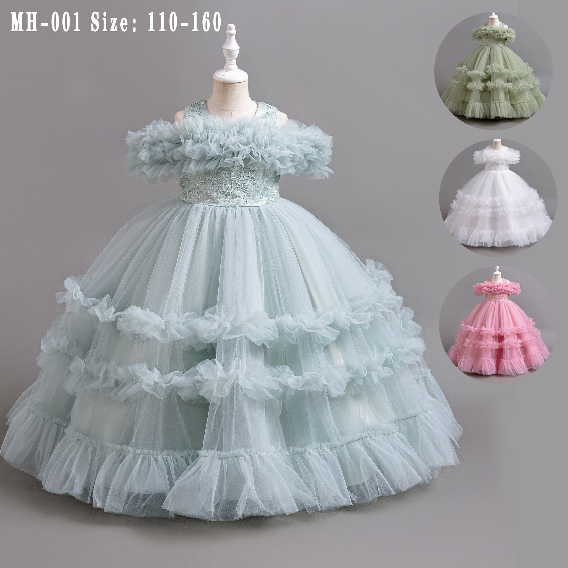 New Girls' Dress Sleeveless Princess Dress Summer Kidsren's Fashionable Piano Host Performance Dress Flower Girl Wedding Dress Tutu Skirt