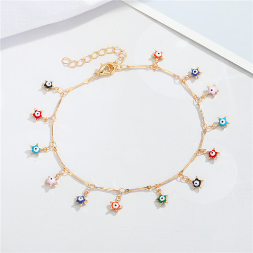 European and American cross-border new jewelry personalized colorful irregular shape anklet peach heart round drop-shaped foot ornaments