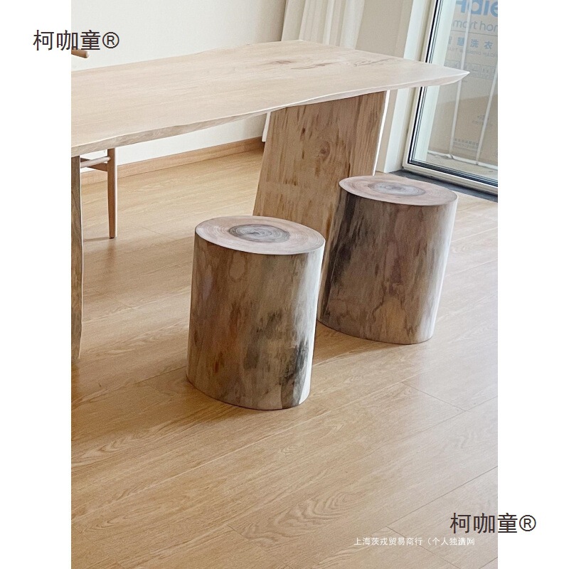Small Leaf Camphor Wood Stump Root Carving Coffee Table, Solid Wood Round Stool, Large Tree Stump Tea Table Foot, Shoe Changing Stool, Metabo