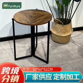 亚马逊北欧极简小户型茶几阳台圆形客厅可折叠边几民宿床头小圆桌