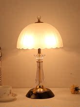台燈卧室床頭櫃燈簡約現代創意調光歐式溫馨家用暖光喂奶玻璃台燈
