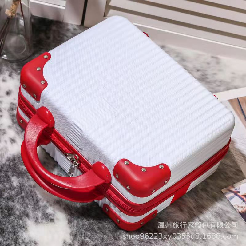 Macaron bolsa de almacenamiento de maleta vintage al por mayor pequeña caja cosmética equipaje de esquina de 14 pulgadas mini equipaje