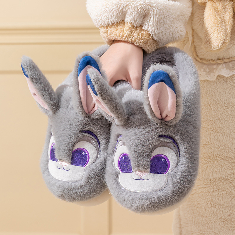 Zootopia Cotton Slippers 2024 Autumn New Couple Anti-Slip Home Warm Furry Slippers