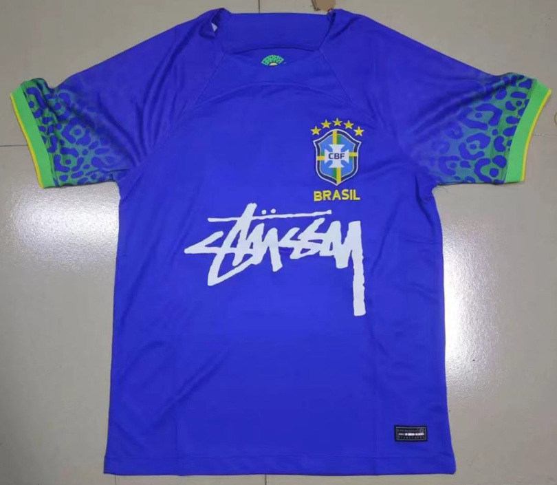 Stussy Jersey Brasil Flamengo Italia Edición conmemorativa Portugal París Francia Uniforme de fútbol