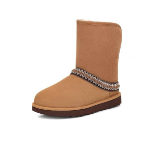 Fashion Warm Cotton Shoes 2024 Winter New Ethnic Style Crescent Series Sheepskin One-piece Snow Boots for Women