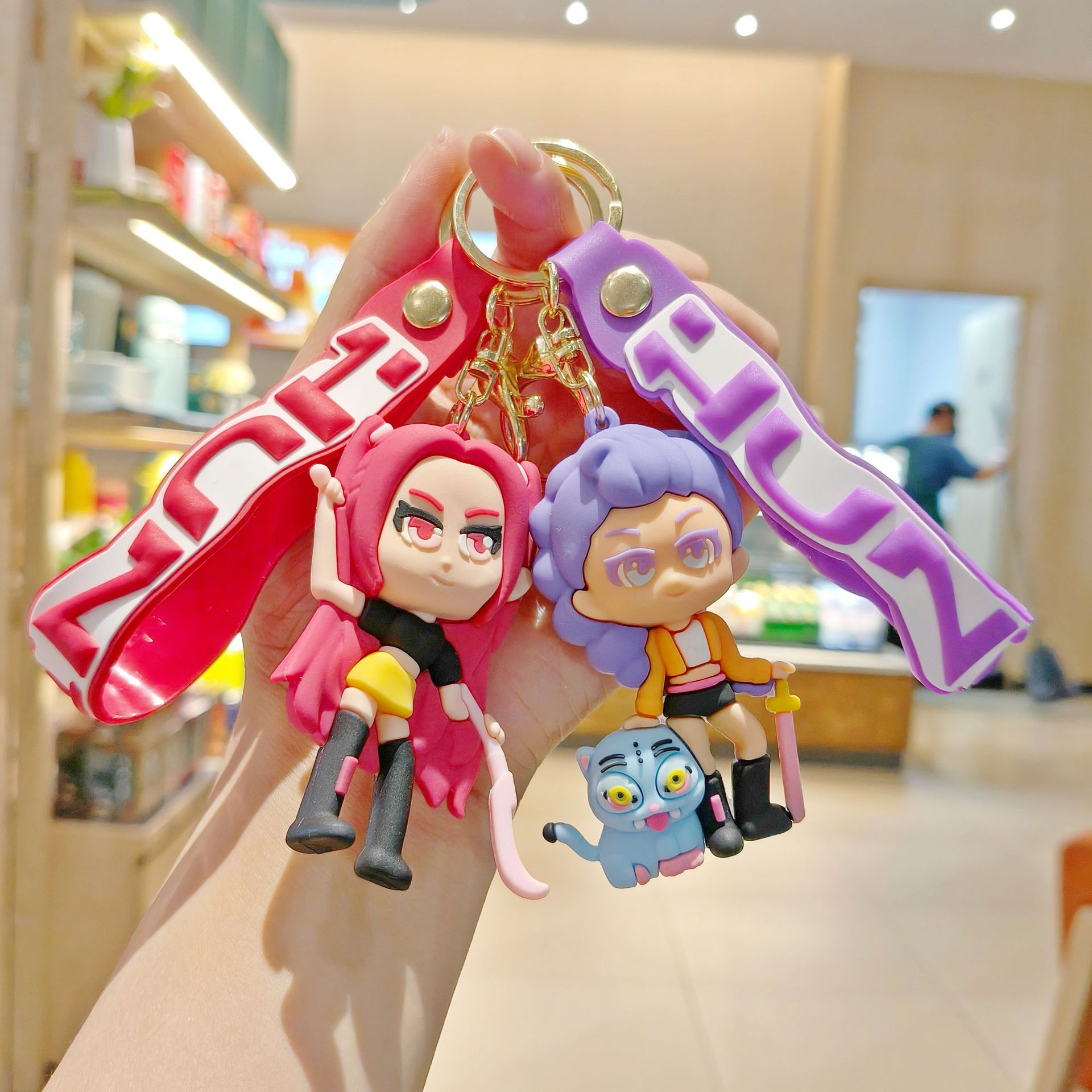 Cross-Border Export K-Pop Hunter Girl Group Cartoon Keychain Creative School Bag Pendant Doll Machine Small Gift Wholesale