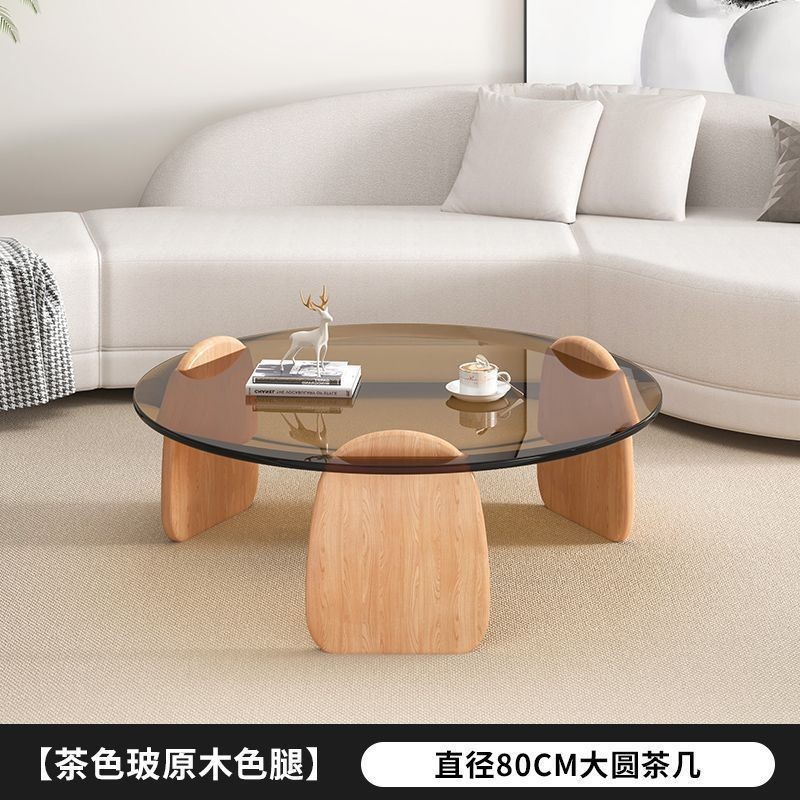 钢化玻璃茶几客厅家用圆形组合北欧网红风轻奢意式极简茶桌小户型|undefined