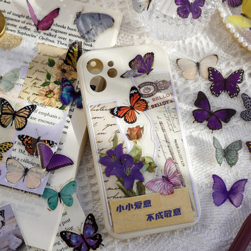 Butterfly Garden Series Handbook Sticker Pack Waterproof Sticker Pet Water Cup Sticker Mobile Phone Case Decoration Cute Sticker Wholesale