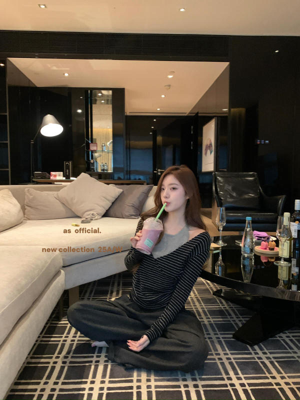不费力叠穿25秋季按头安利撞色舒适感满满T恤女 条纹假两件针织衫|undefined