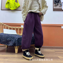 休闲百搭针织抓绒松紧腰哈伦裤女 2025秋季新款宽松大码阔腿裤