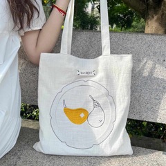 2025 新キャンバスバッグハンドバッグ日本文学梨刺繍ショルダーバッグ大容量カジュアル多用途バッグ