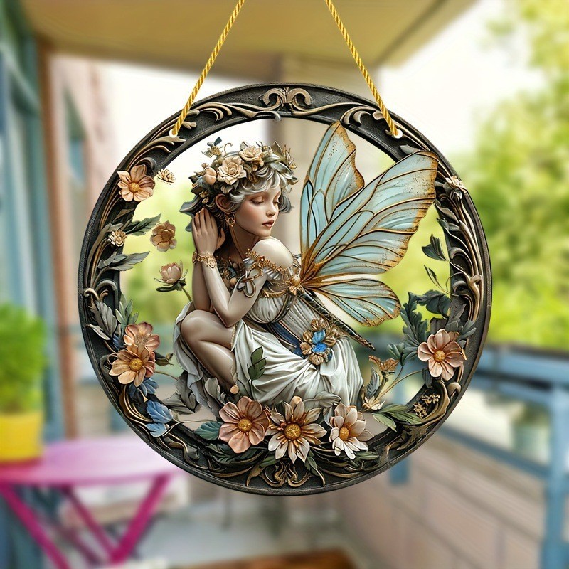 Decoración creativa transfronteriza acrílica disco plano colgar princesa de cuento de hadas belleza figura de captura de sol ventana decoración porche