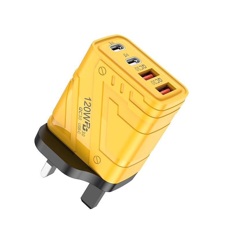 Mecha 120W 急速充電ヘッド デュアル PD + デュアル Type-c 携帯電話充電ヘッド EU プラグ US プラグ 英国プラグ マルチポート充電器|undefined