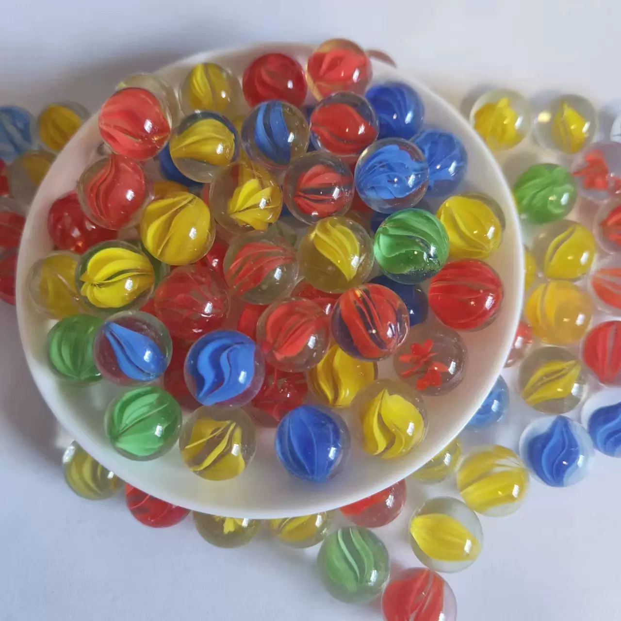 批发高透八瓣玻璃弹珠小包装玻璃圆珠14mm16mm25mm19mm游戏机弹珠