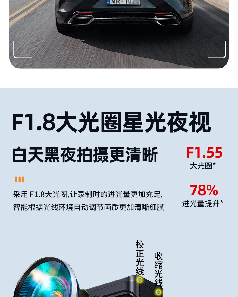Y front and rear dual recording 4K WiFi connected APP loop recording night vision dashcam