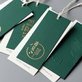 吊牌定 制logo高档服装店衣服标签绿卡烫金制作挂牌商标女装吊牌