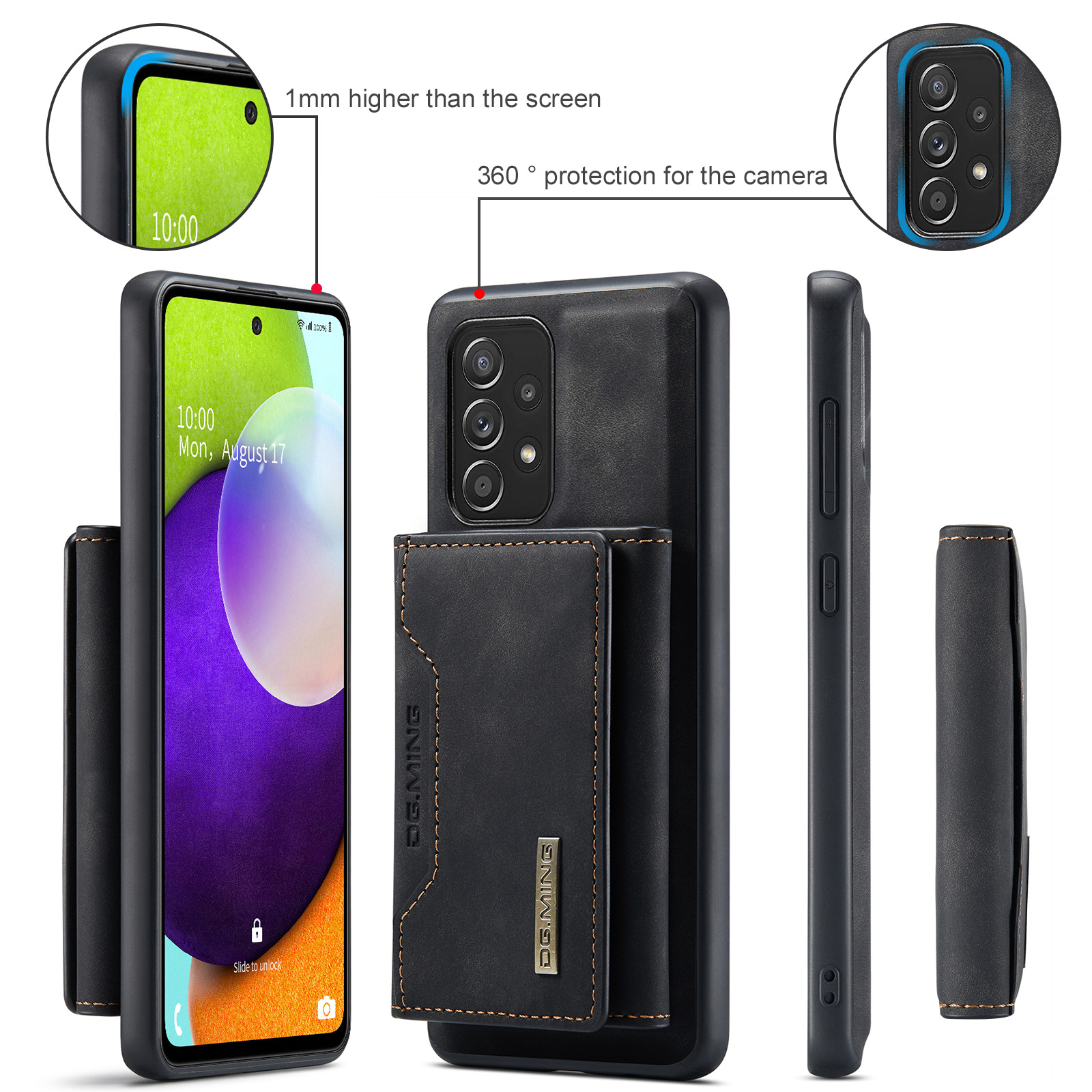 M2 for Samsung A52 Multifunctional Magnetic Card Case Protective Cover A52 5G 2-in -1 Split Wallet Phone Case_voghion.com