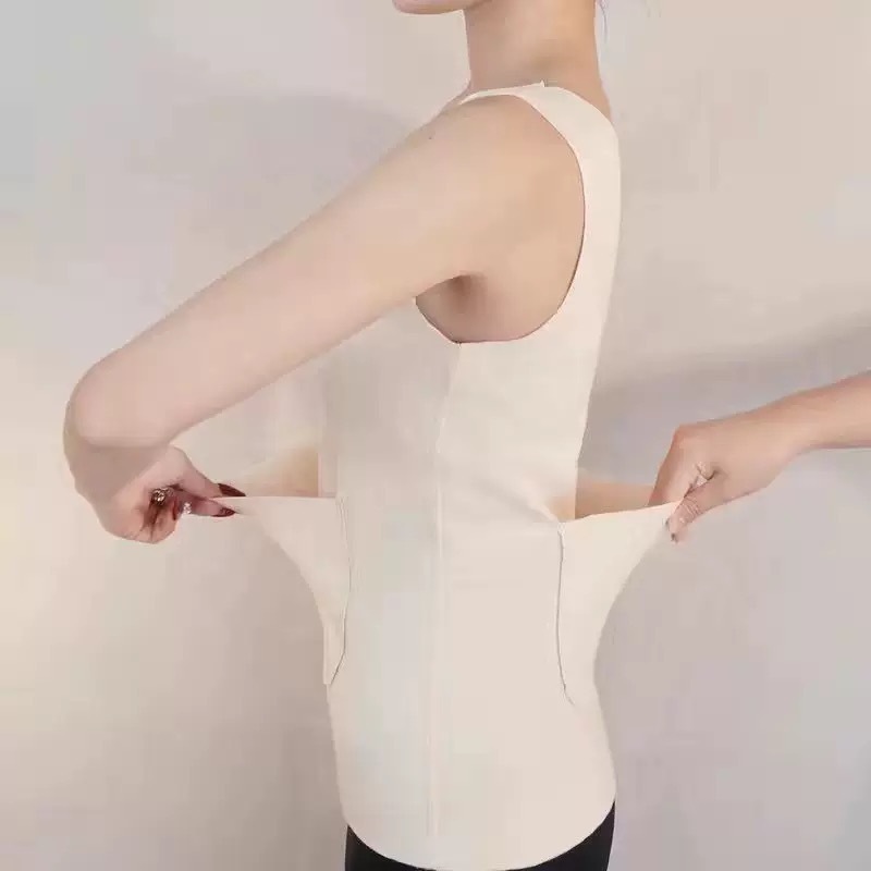 Bolsillo de moda engrosado chaleco térmico mujeres con doble bolsillo de ropa interior térmica antes y después de agregar terciopelo, blusa delgada de terciopelo