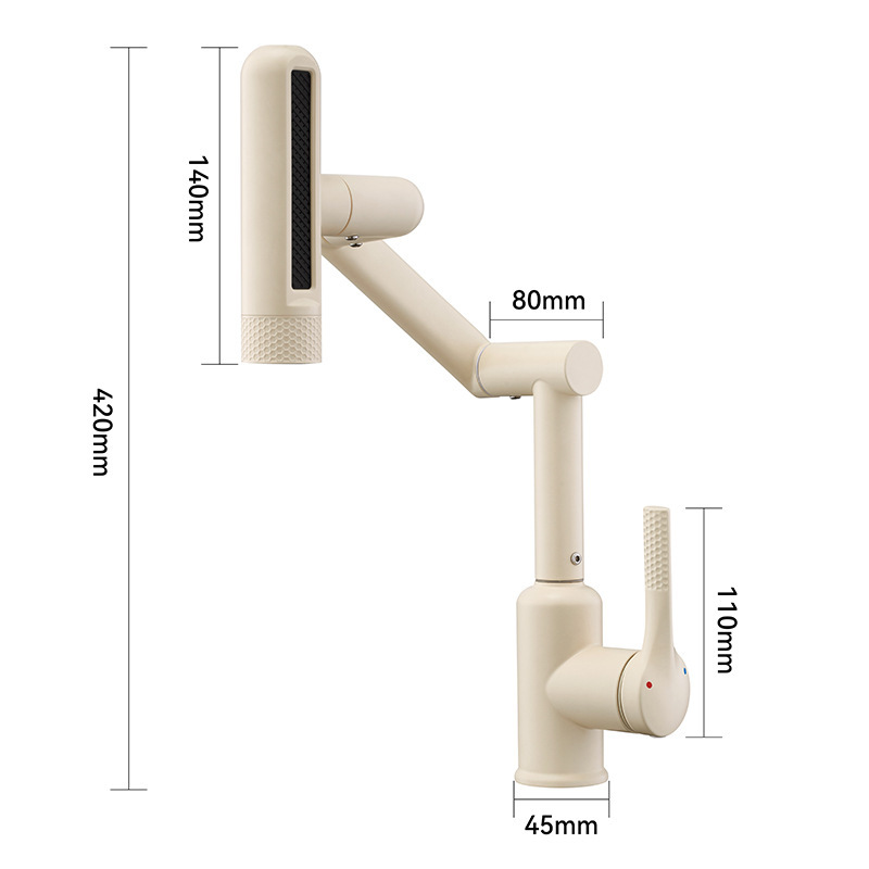 Gato afortunado de acero inoxidable brazo robótico grifo de cocina para el hogar fregadero de extracción multifuncional de cocina grifo de lavabo