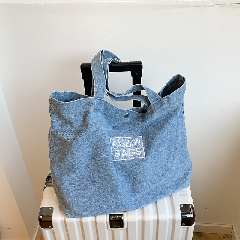 Women's washed denim shoulder bag 2024 new season versatile college high school backpack_voghion.com