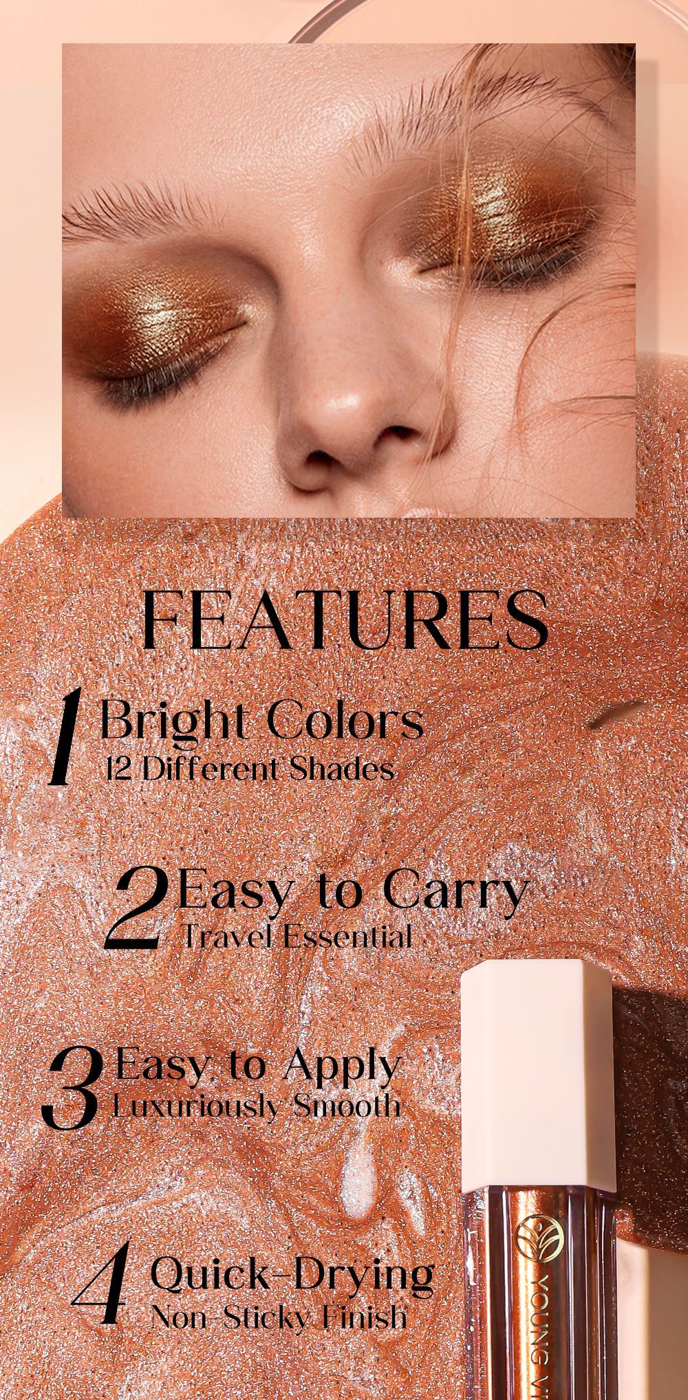 YOUNG VISION 12-color Sparkling and Dazzling Eyeshadow, Pearlescent, Polarized and matte Liquid Eyeshadow liquid undefined