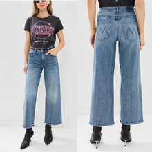 2025年早春新款欧美MO同款中腰阔腿微喇叭九分牛仔裤女均安牛仔厂