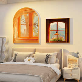 网红假窗户卧室床头布置墙面装饰感点缀小物件房间改造贴纸垒德株