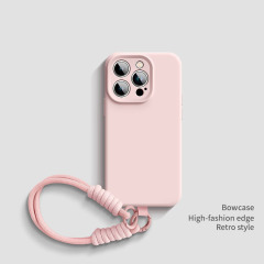 Apple 16promax 携帯電話ケースに適した真の液体シリコーン新しい 15pro ストラップ付き 14 カップル 13/12
