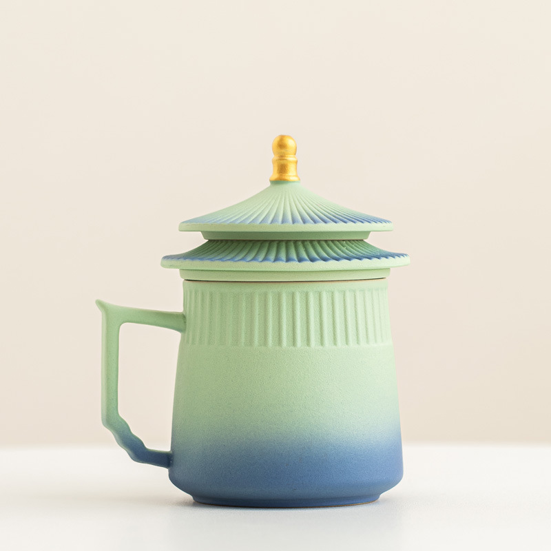 Ciudad Prohibida Wenchuang taza de cerámica de tres piezas taza de filtro conjunto de bolígrafo de portátil caja de regalo bolsa LOGO grabado