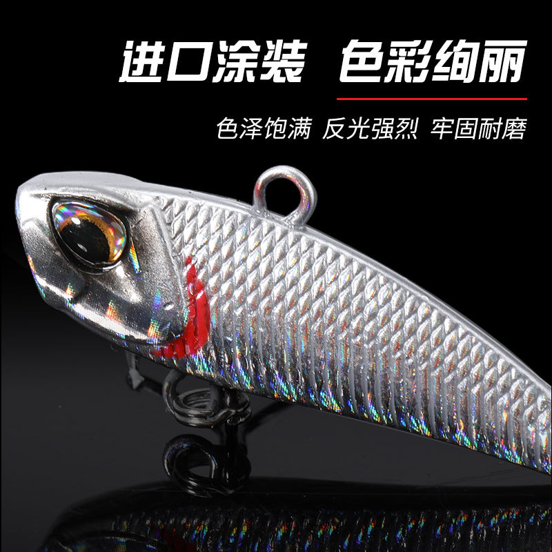Nuevo estilo con lentejuelas giratorias compuesto de metal VIB completo capa de natación de tiro largo luya cebo artificial cebo bajo rebordear 21g