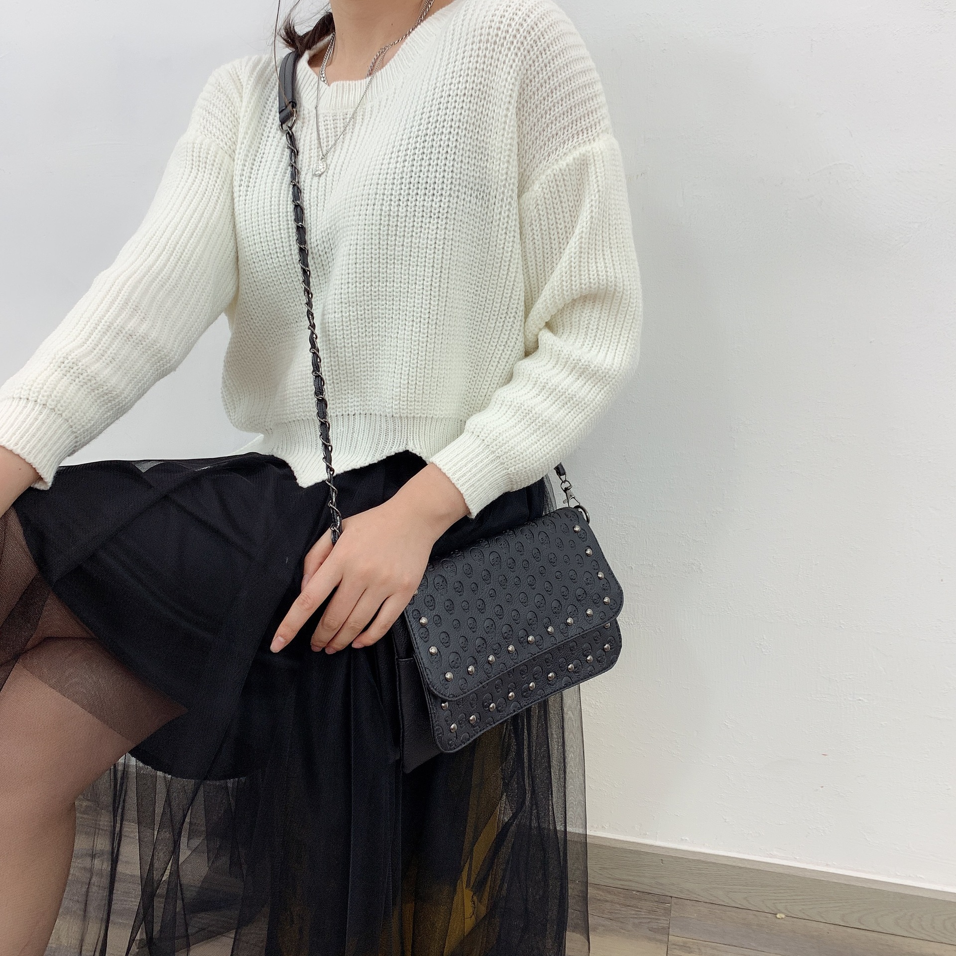 Street Occasion Pu Leather Material Women's Small Pu Leather Solid Color Classic Style Square Magnetic Buckle Crossbody Bag
