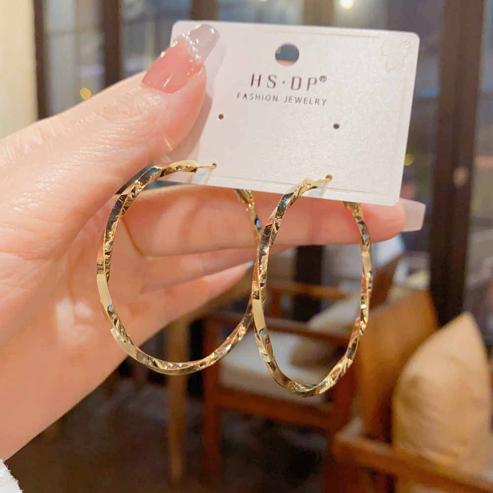 Korean style new twisted texture hoop earrings