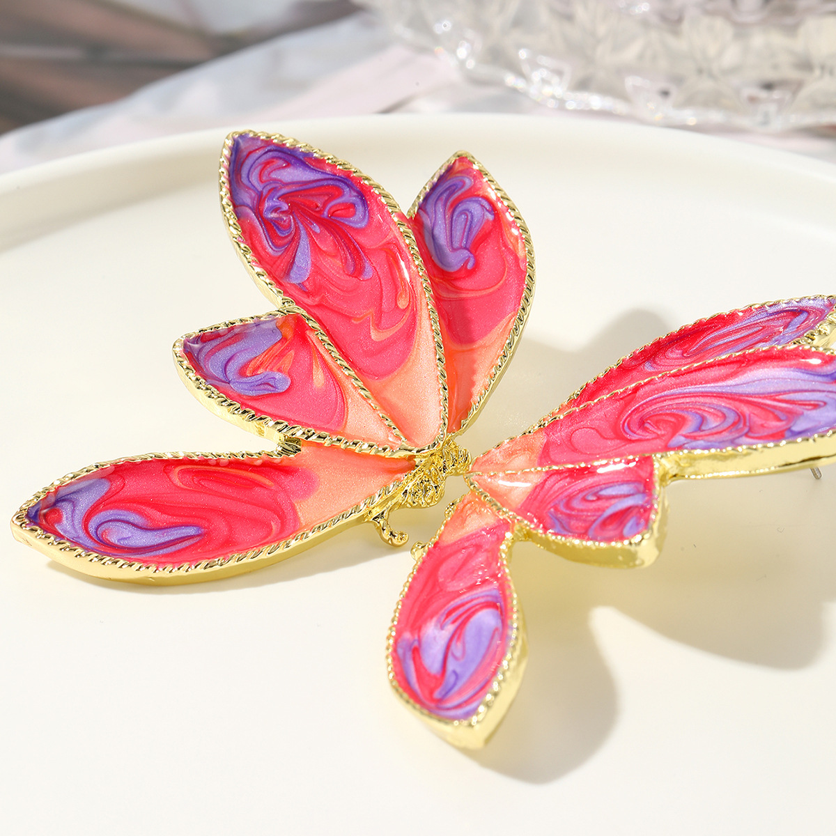 butterfly earrings Summer long exaggerated large cross border earrings High grade metal oil drop butterfly earrings_voghion.com