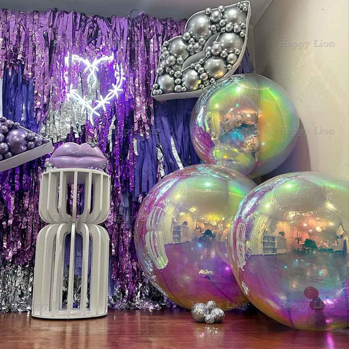 Esfera de espejo reflectante inflable color plateado blanco negro oro rosa púrpura decoración de doble capa globo inflable de PVC