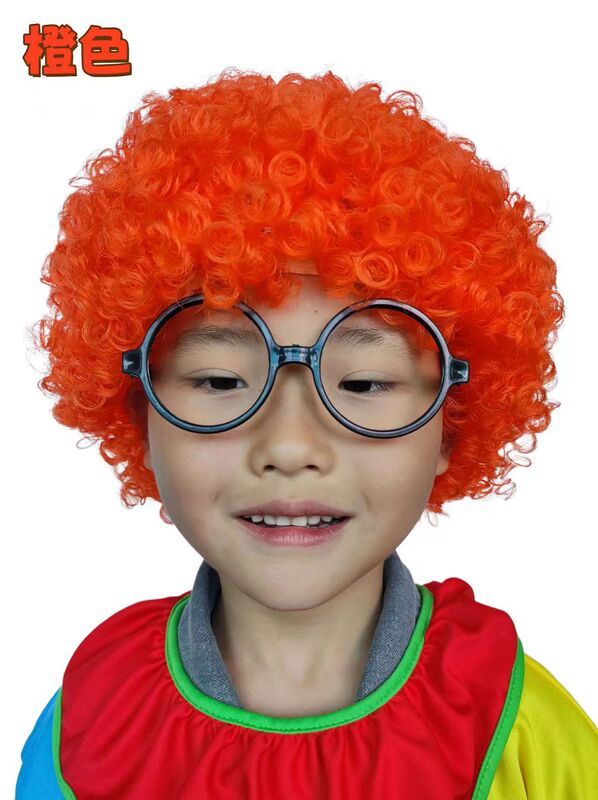 爆炸头假发小丑头套搞笑彩色假发套幼儿园表演区材料彩色短发假发|undefined