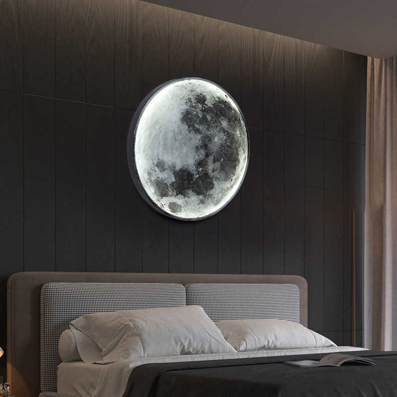 Luna tierra lámpara de pared pasillo redondo pasillo porche colgar pintura dormitorio principal pared de fondo lámpara de cama decoración lámpara de pintura