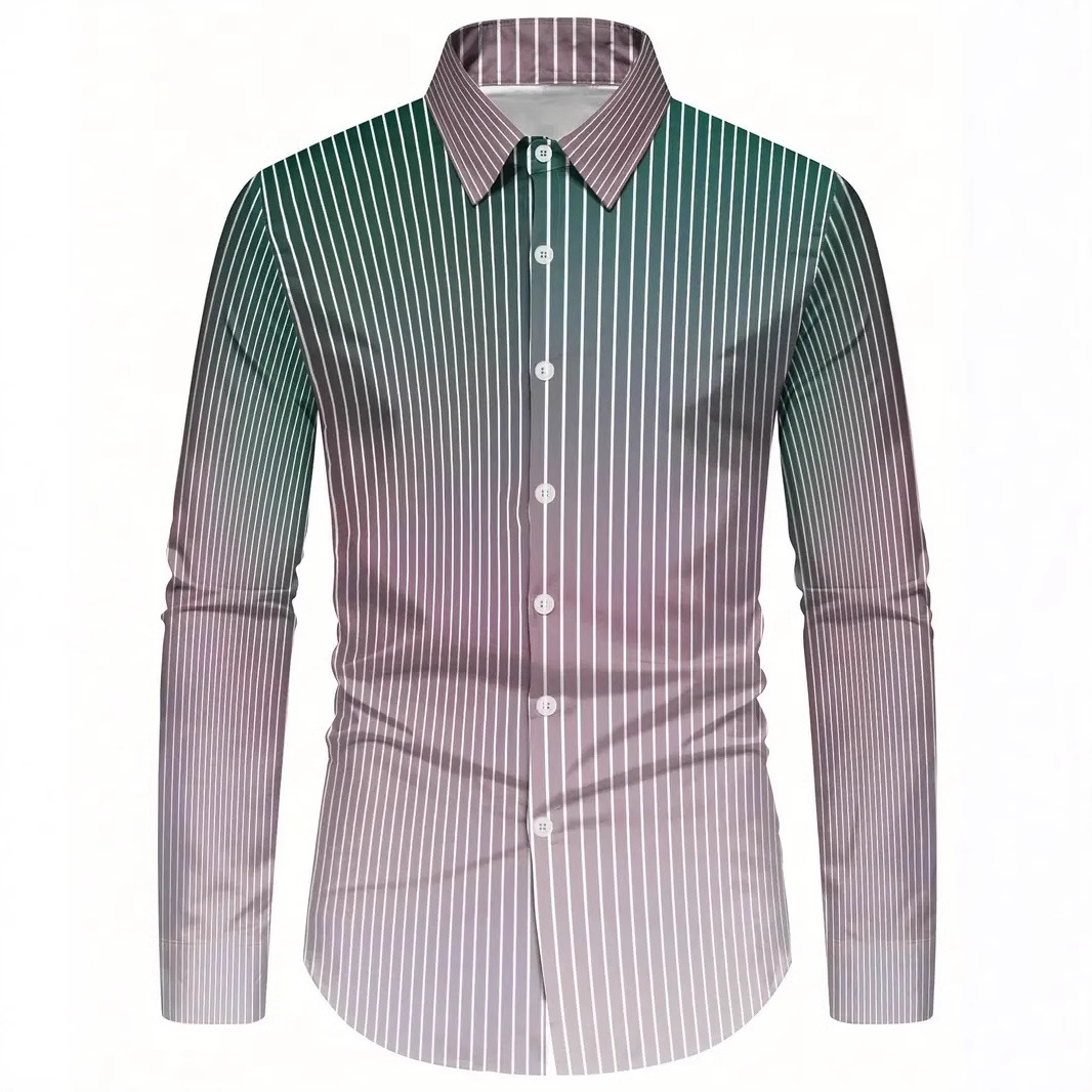Camisa de solapa de diseño de nicho de la calle principal 2024 Camisa de manga larga con degradado de todo fósforo para hombre de otoño MB12