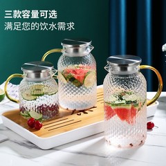 高ホウ素シリコンガラス冷水筒セット高颜値厚さ防爆家用冷水筒耐高温水筒コップ