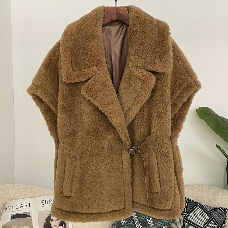 Aliexpress 25 New m Same Style Teddy Cape Cape Vest Alpaca Mulberry Silk Short Fashion Coat Outer